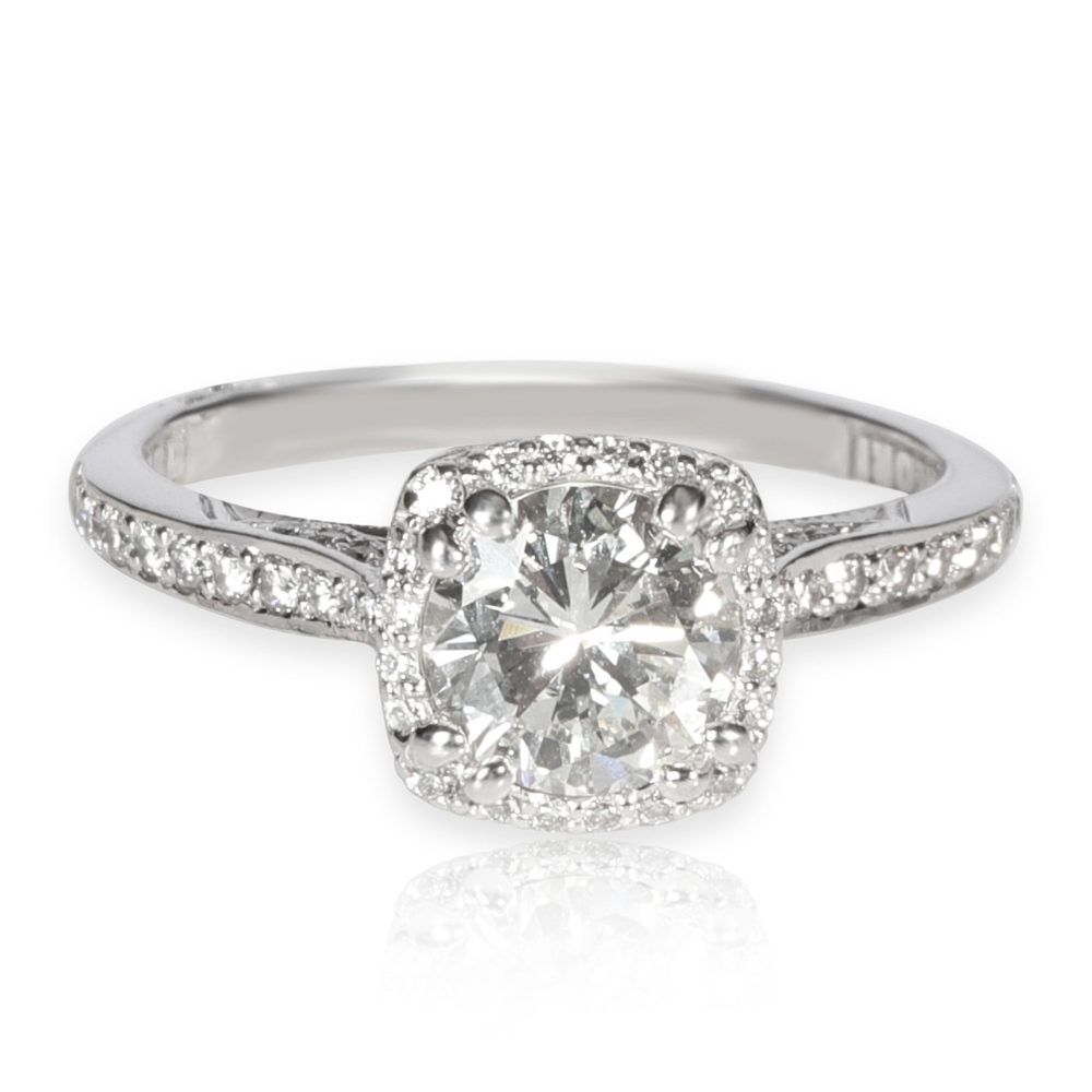 Tacori Diamond Engagement Ring in 18K White Gold IGI Certified I-J SI1-S2